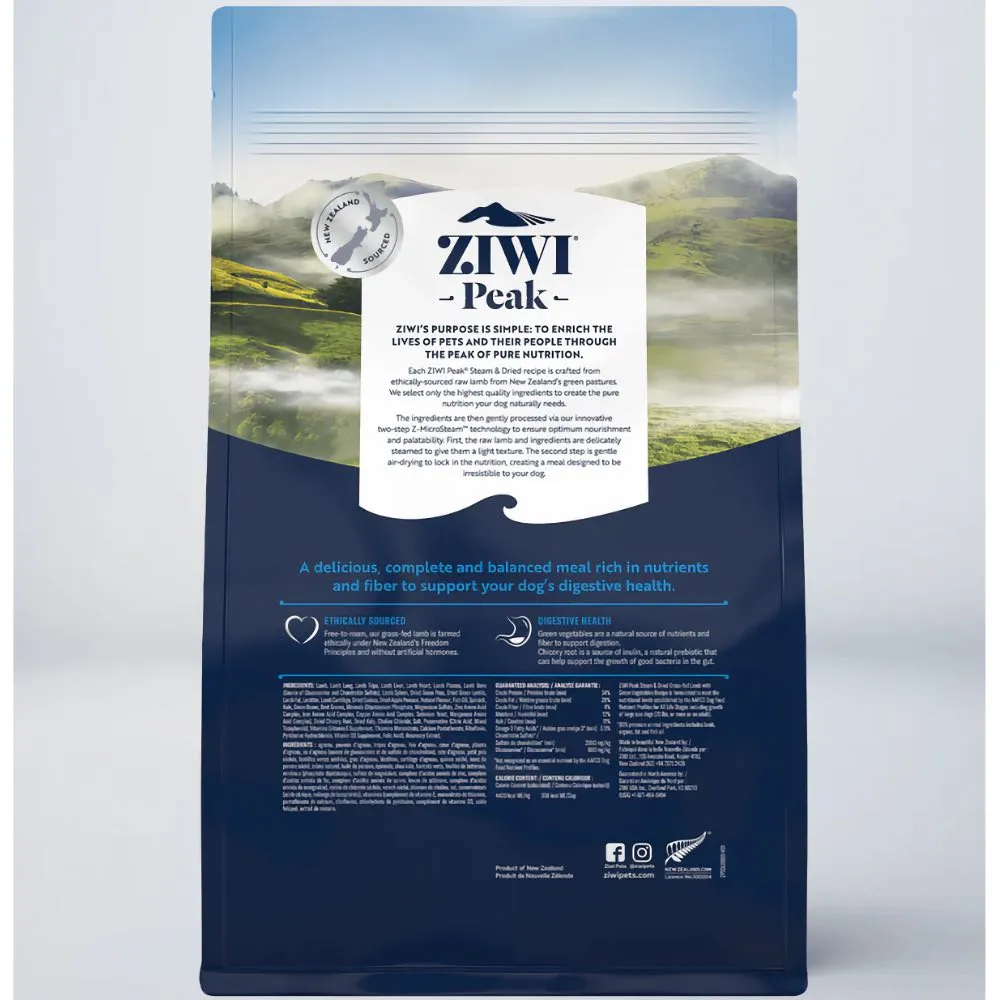 20% OFF: ZiwiPeak Grass Fed Lamb With Green Vegetables Recipe Steam & Dried Dog Food