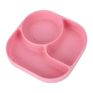 Baby Fork and Spoon Integrated Silica Gel Sucker Toddler Feeding Dinner Plate Children Tableware