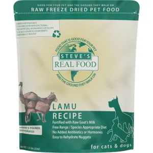 'BUNDLE DEAL FREE WIPES': Steve's Real Food Lamu Grain-Free Freeze-Dried Raw Food For Cats & Dogs 20oz