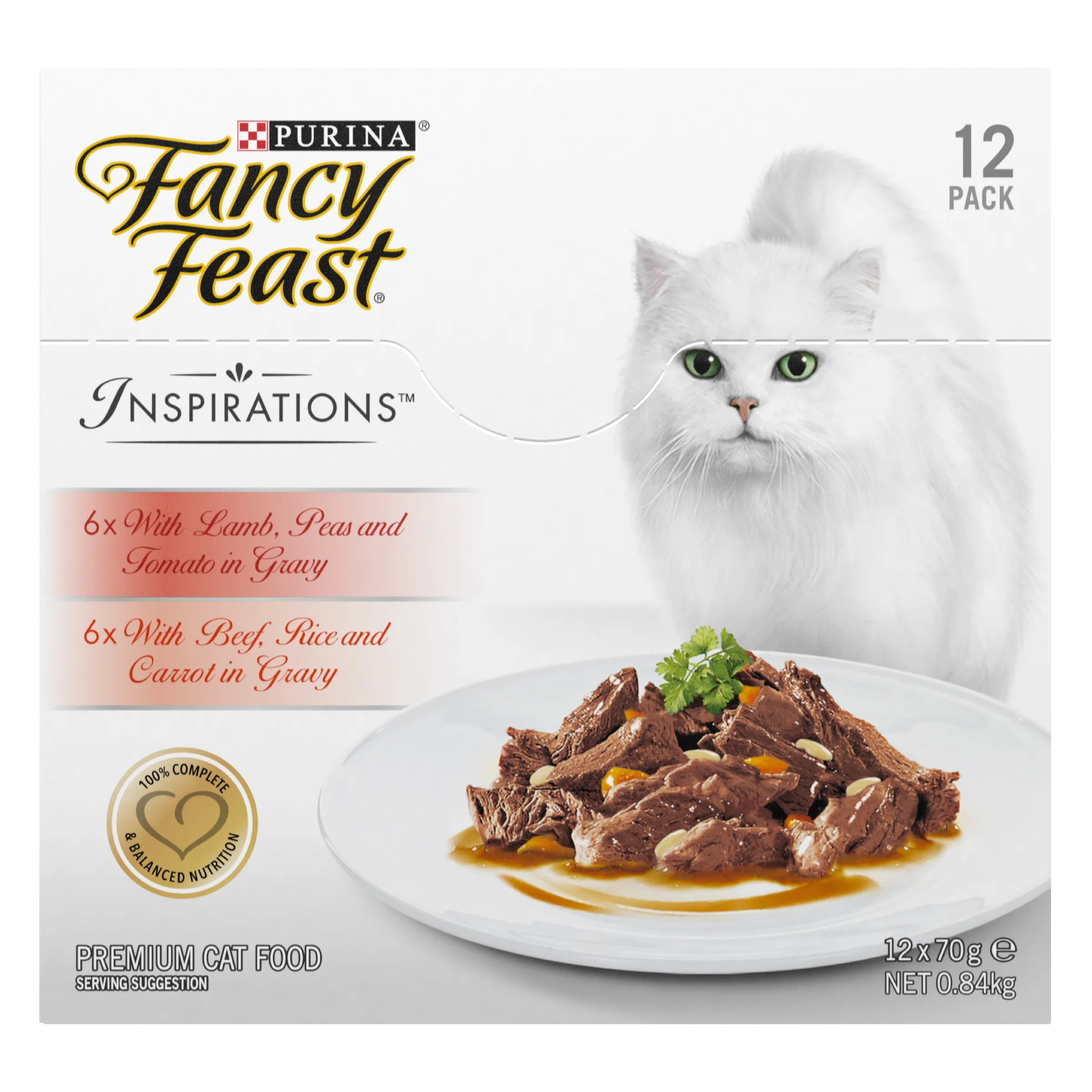 Fancy Feast Inspirations Beef And Lamb Adult Wet Cat Food 70g x 12