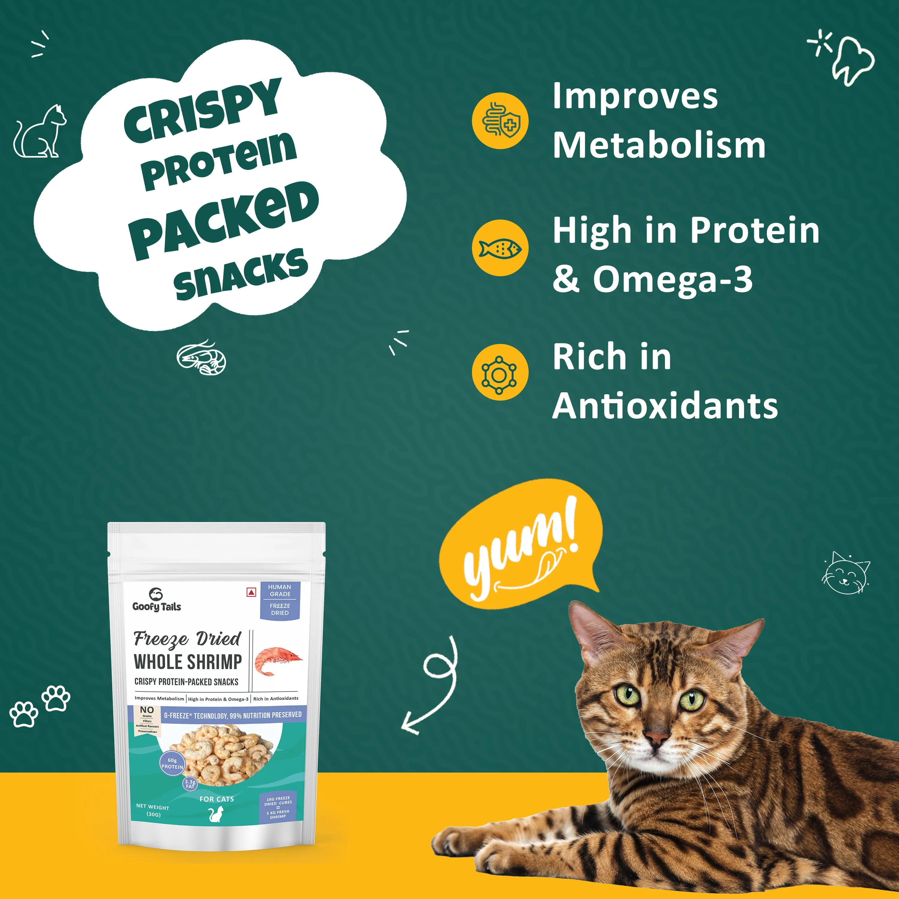 Freeze Dried Shrimp   Chicken & Sardine   Tuna Chunks  Treat Combo for Cats and Kittens