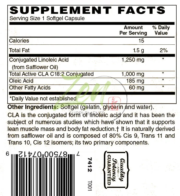 Hi Potency CLA 1,250mg - 90 Softgel