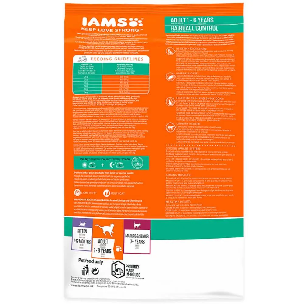 Iams ProActive Health Hairball Control Adult Roast Chicken Dry Cat Food