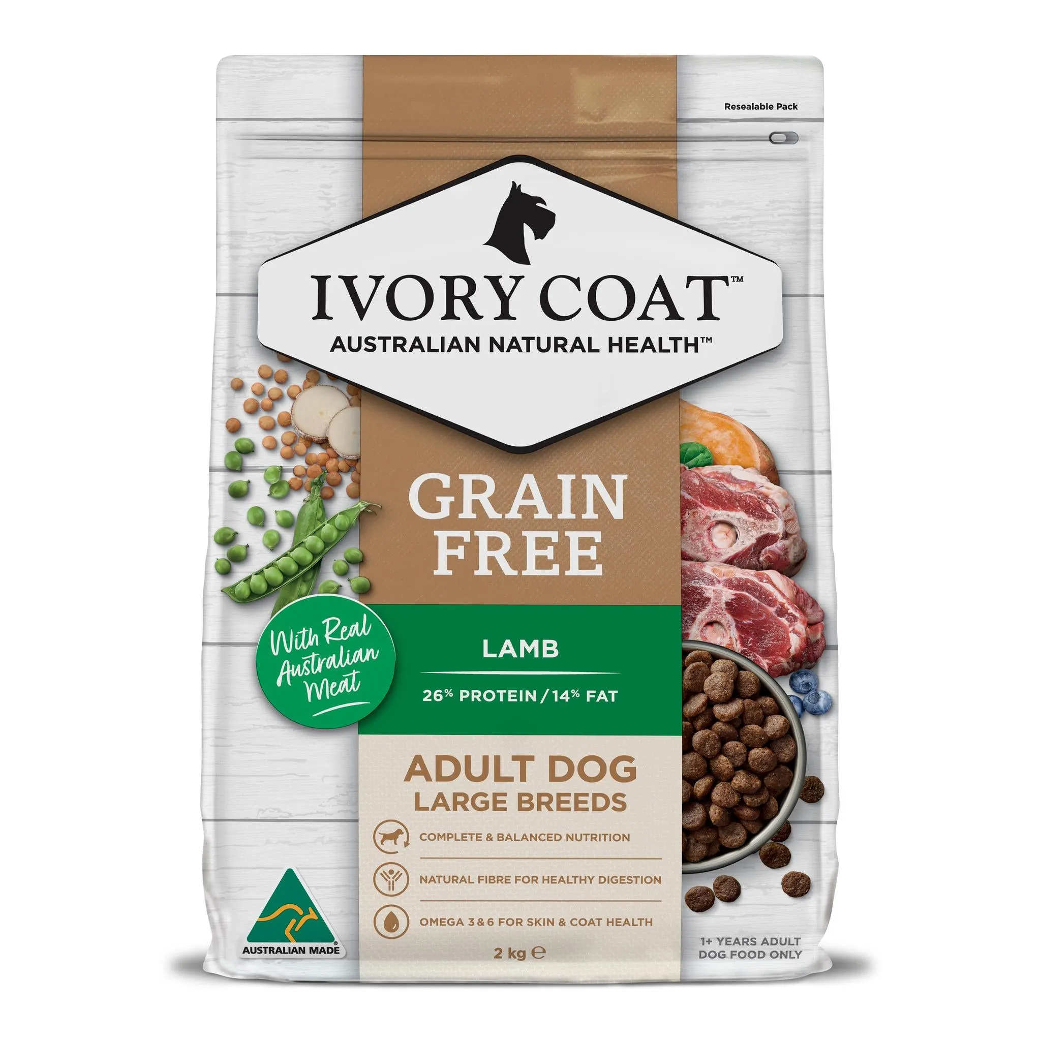 Ivory Coat Adult Grain Free Lamb Large Breed Dry Dog Food