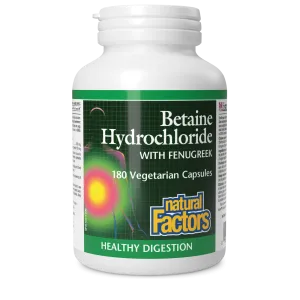 Natural Factors Betaine Hydrochloride With Fenugreek 500mg 180 Vegetarian Capsules