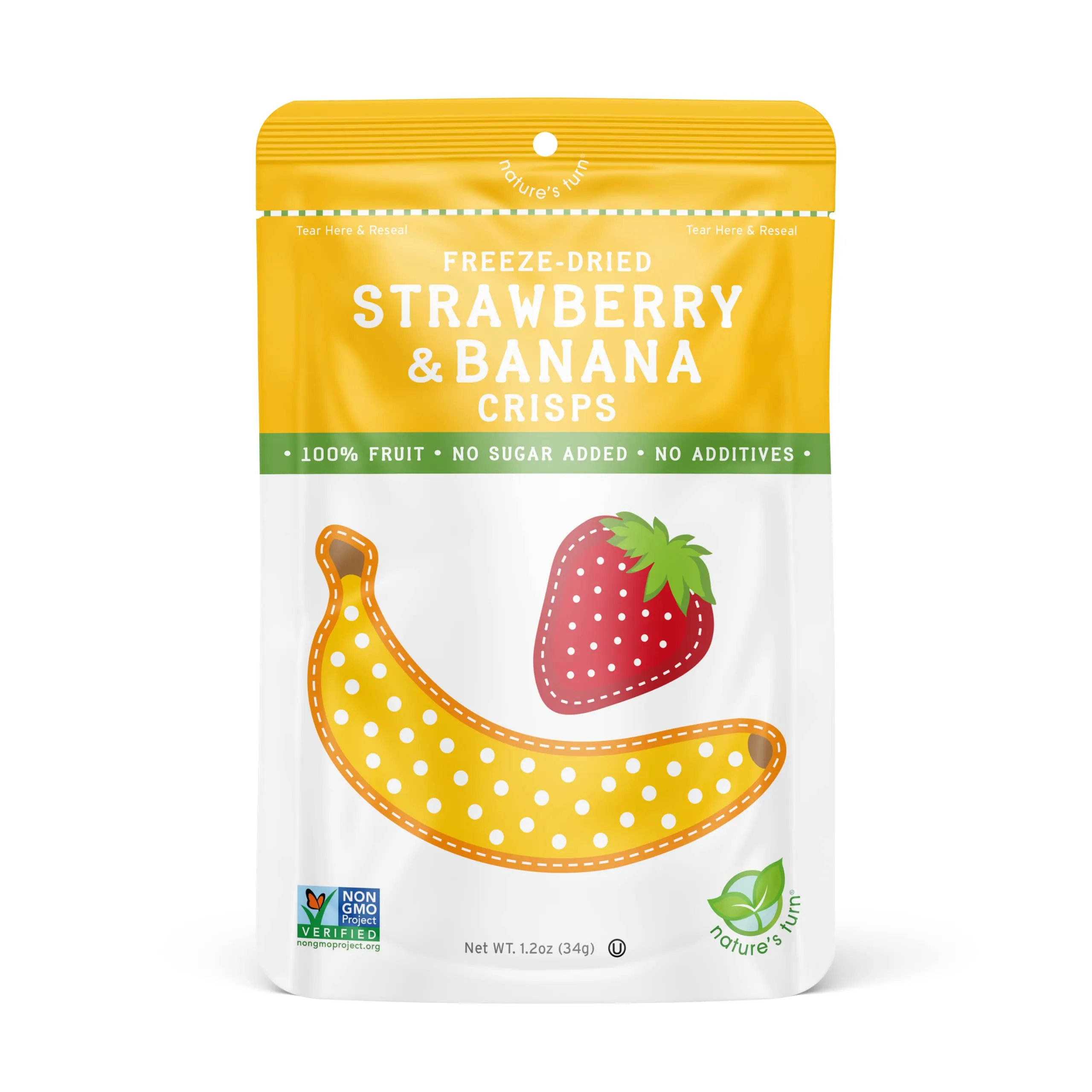 Nature’s Turn Freeze-Dried Fruit Snacks, Strawberry Banana Crisps - Pack of 6 (1.2 oz Each)