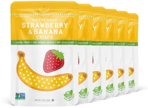 Nature’s Turn Freeze-Dried Fruit Snacks, Strawberry Banana Crisps - Pack of 6 (1.2 oz Each)