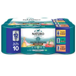 Naturo Cans Adult Dog Grain & Gluten Free Poultry Selection in Herb Gravy 12 x 390g