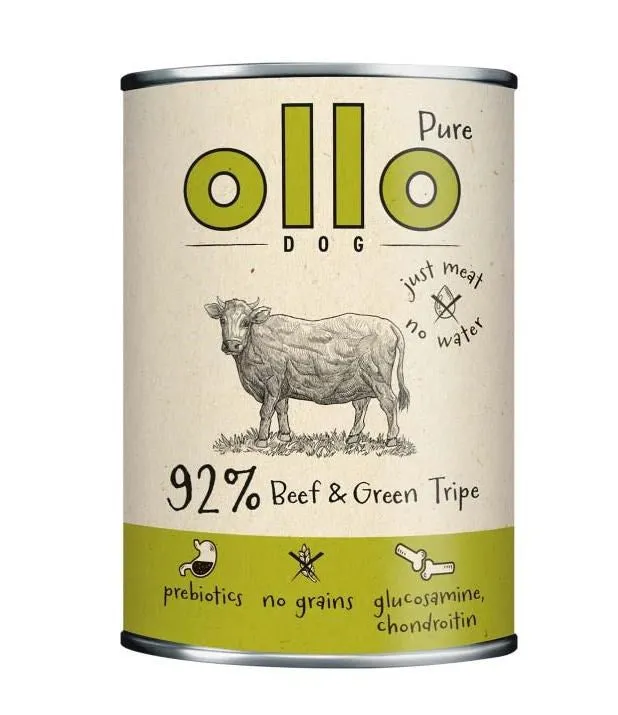 Ollo Premium Wet Dog Food - Pure Beef and Green Tripe Blend - 400G Can