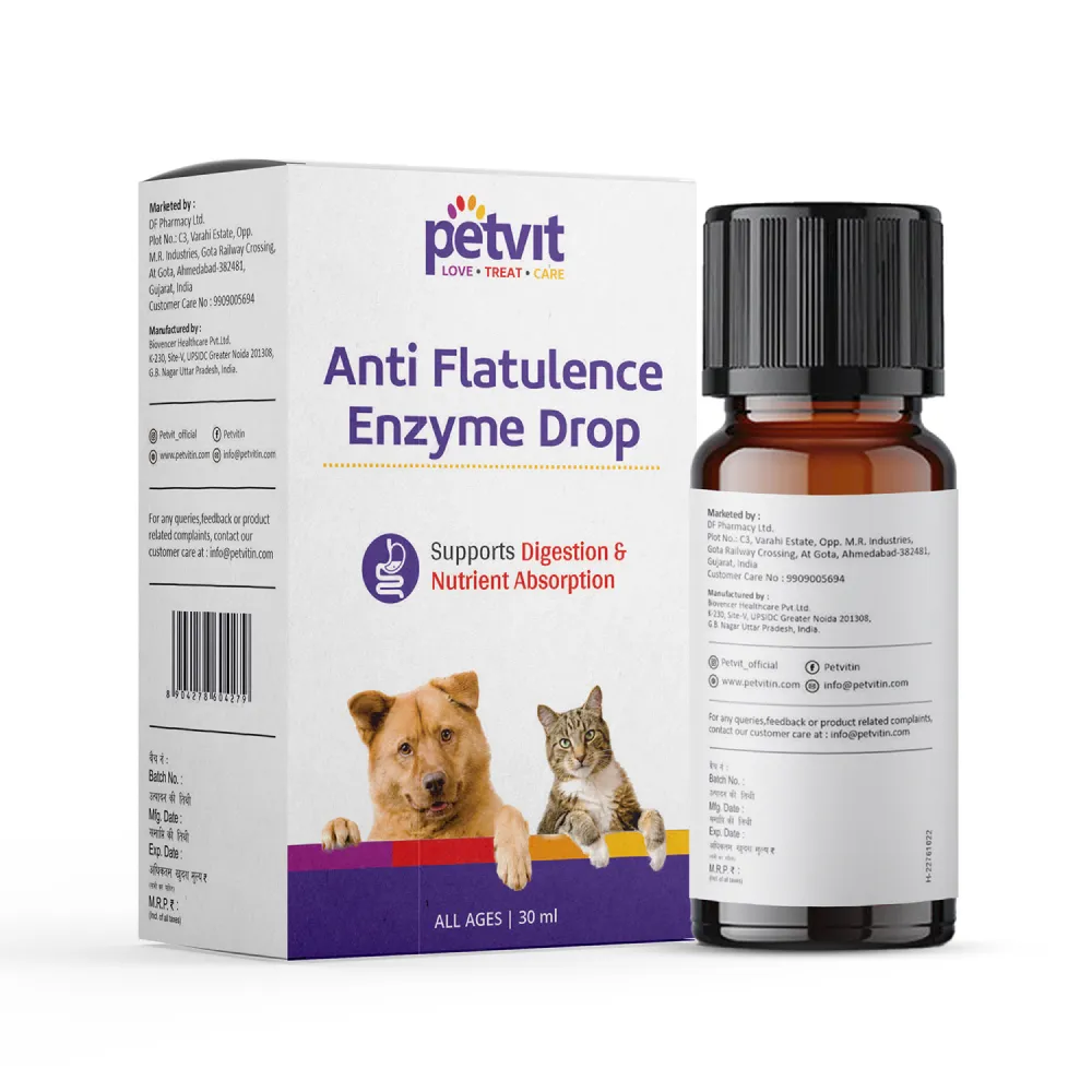 Petvit Anti Flatulence Enzyme Drop for Dogs and Cats