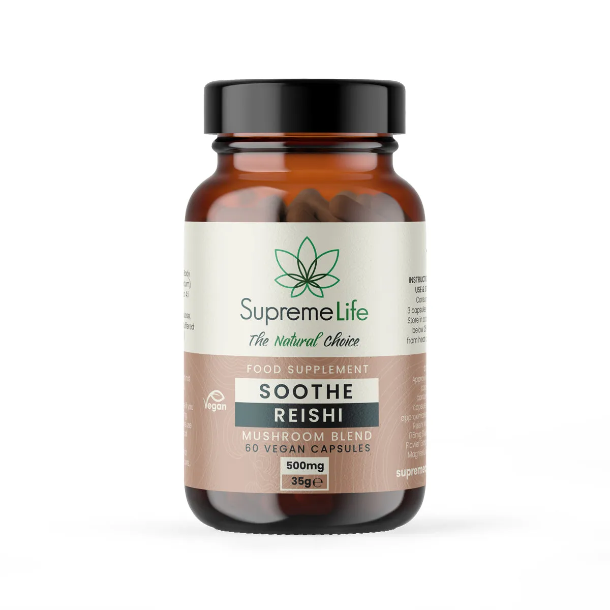 Reishi Mushroom Vegan Capsules - Soothe (500mg)