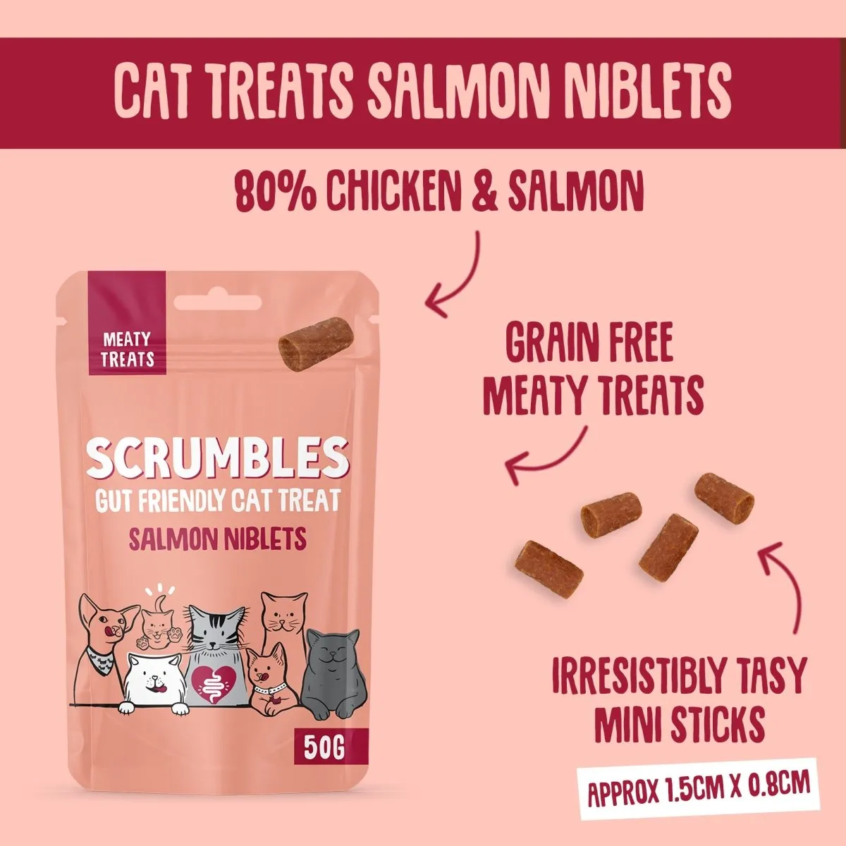 Salmon Niblets: Cat Treat Sticks