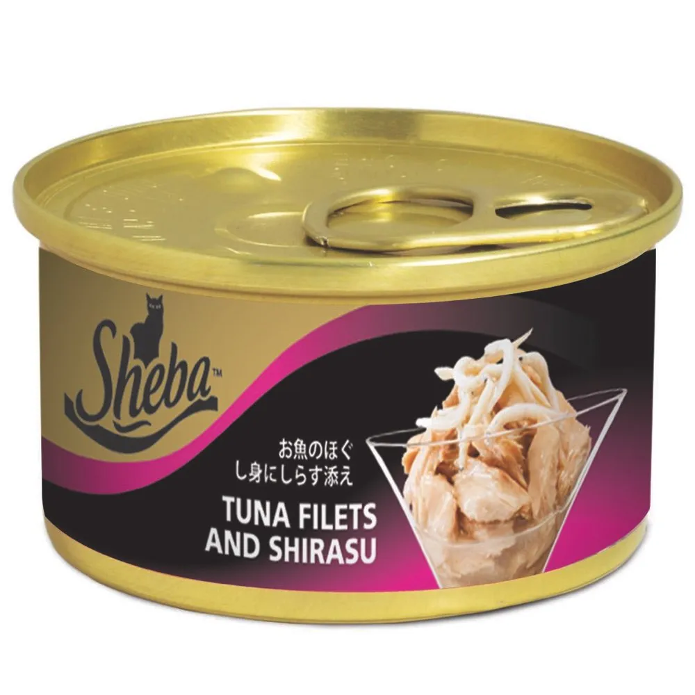 Sheba Tuna Filets & Shirasu Canned Cat Food 85g