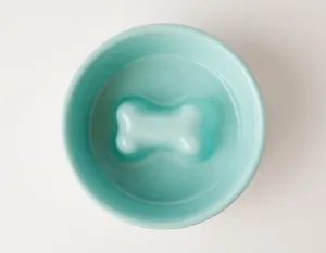 Slow Feeder Dog Bowl Teal - Anti Slip Stainless Steel