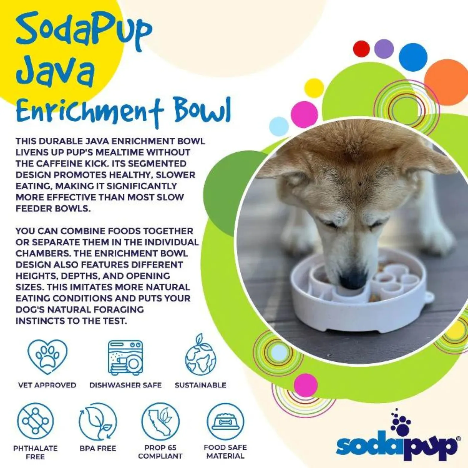 SodaPup Enriching Slow Feeder Java Ebowl for Dogs Coffee Bean