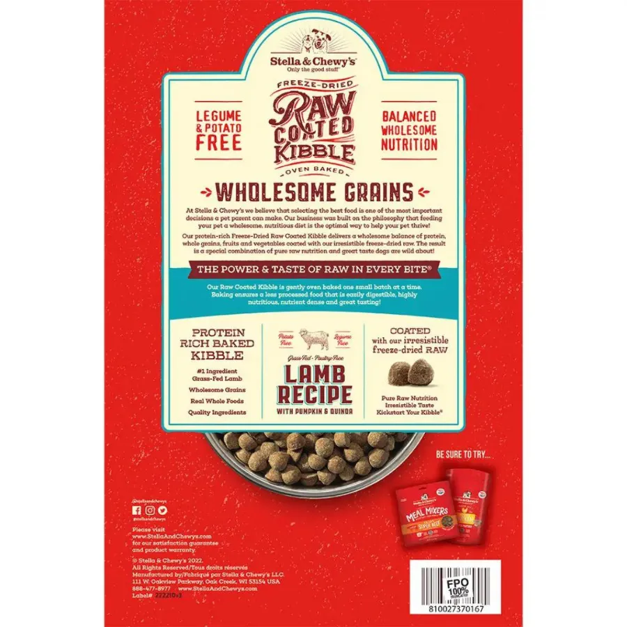 Stella & Chewy's Wholesome Grain Lamb Recipe Raw Coated Baked Kibble Dog Food