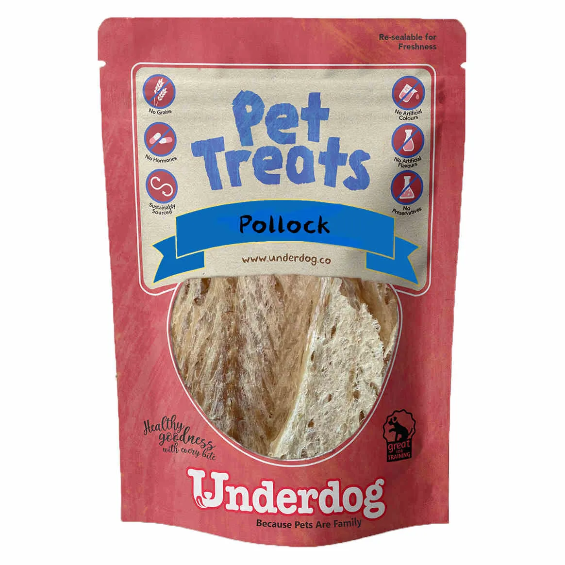 Underdog Pollock Fish Air Dried Dog Treats 80g